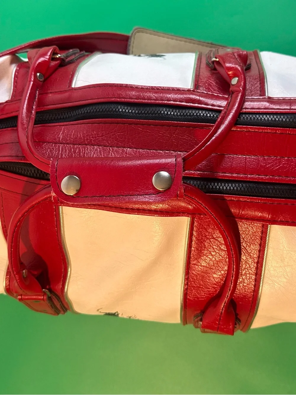 Hogan Red and White Men's Bowling-Style Duffel with Golfer Graphic